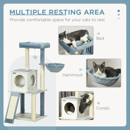 114cm Cat Tree for Indoor Cats, with Scratching Posts, hammock, Bed, House