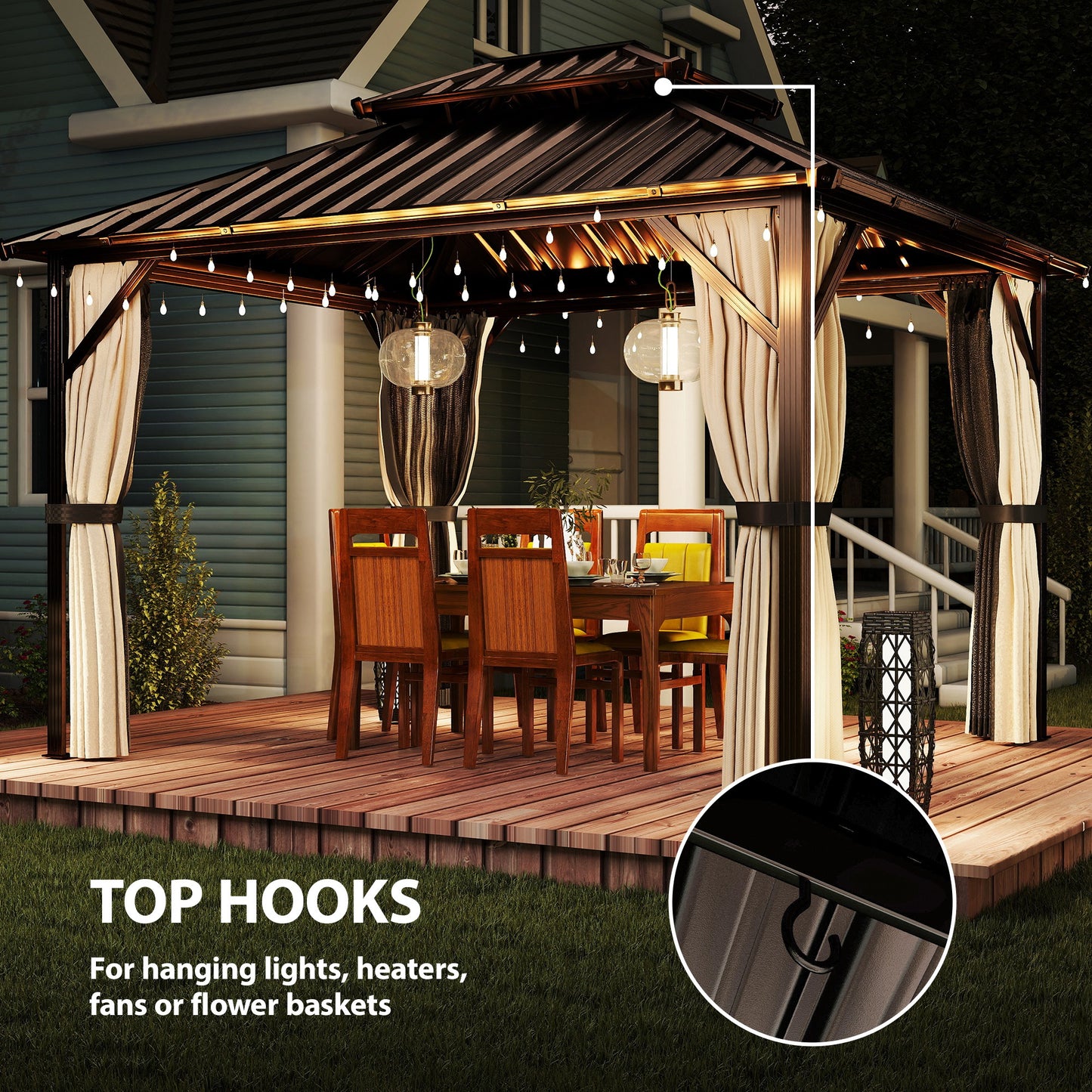 3 x 3 m Hardtop Gazebo Canopy with Aluminium Frame, Garden Gazebo
