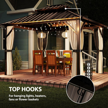3 x 3 m Hardtop Gazebo Canopy with Aluminium Frame, Garden Gazebo