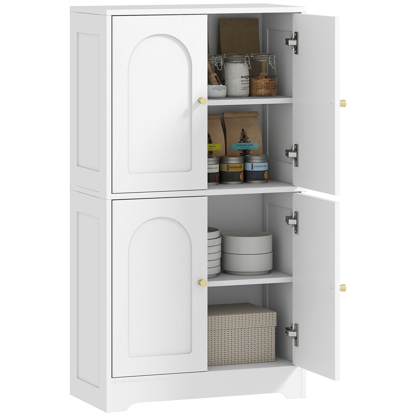 110cm Kitchen Cupboard with 4 Arched Doors and 2 Adjustable Shelves