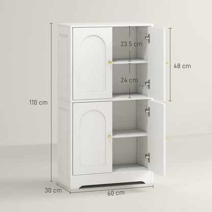 110cm Kitchen Cupboard with 4 Arched Doors and 2 Adjustable Shelves
