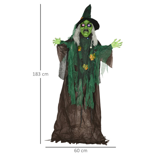 6ft Outdoor Halloween Witch Prop Decoration with Light Up Eyes and Heart