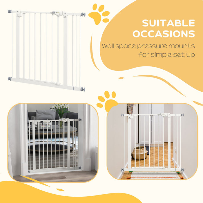 Metal 74-87cm Wide Adjustable Dog Gate White