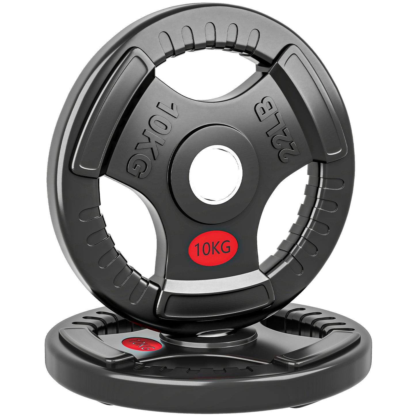 2 x 10kg Olympic Weight Plates, Weight Plate Discs with Tri-Grips