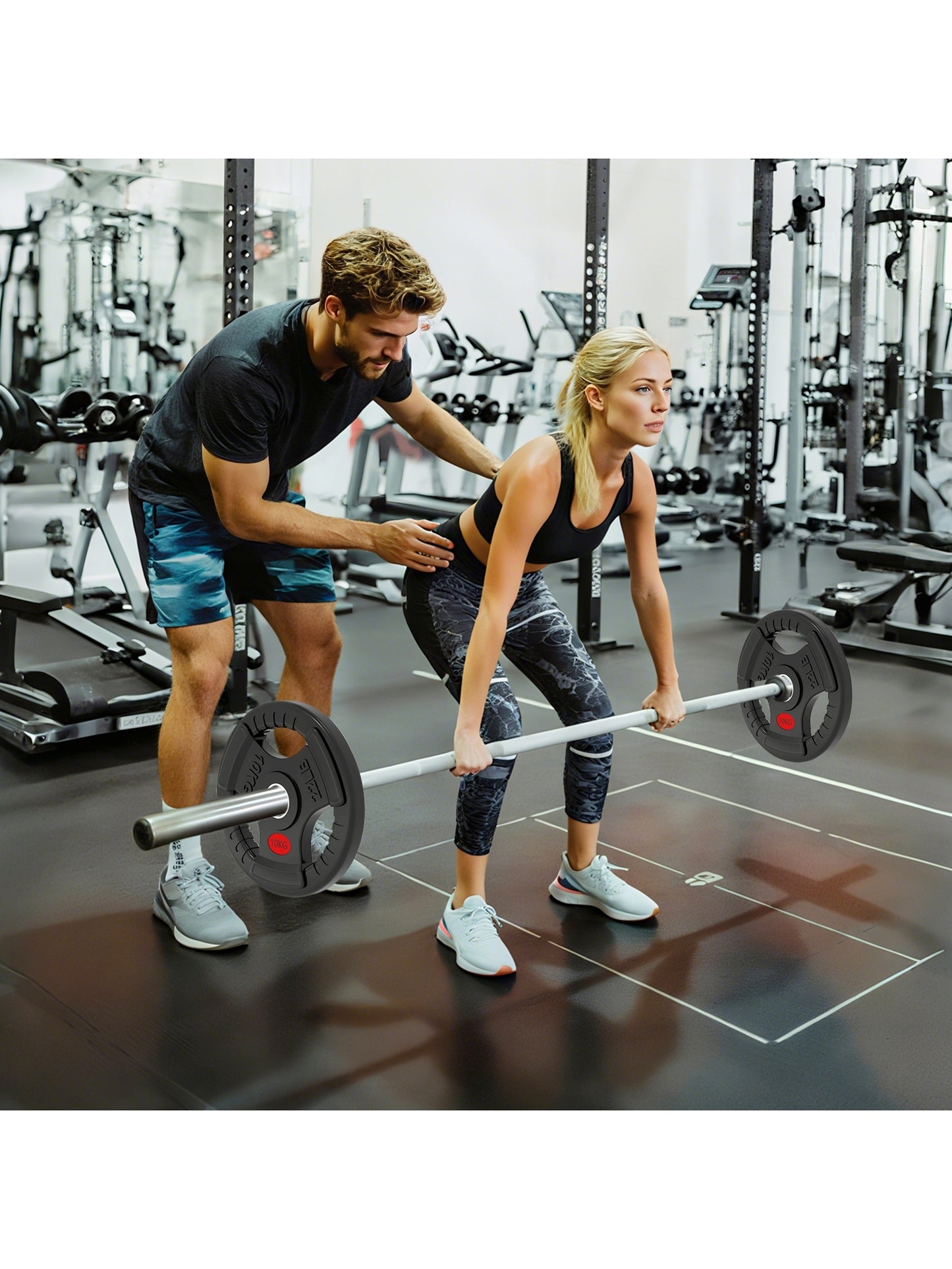 Olympic Weight Plates, 2"/5cm Weight Disc Pair with Tri-Grips, 2 x 10kg Dumbbell Plates for Weightlifting and Strength Training Home Gym Fitness Workout, Black