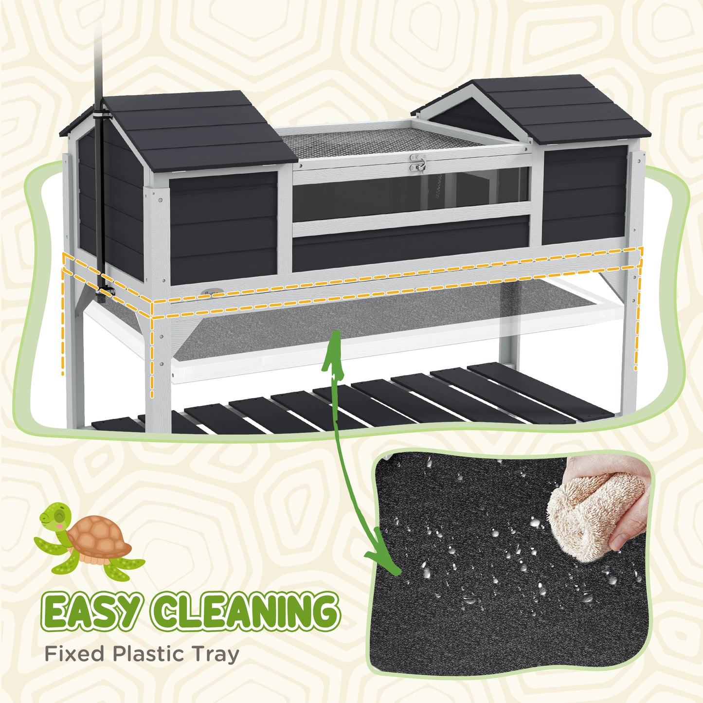 Tortoise House w/ Adjustable Lamp Holder, Openable Lid, Dual Main Houses
