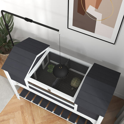 Tortoise House w/ Adjustable Lamp Holder, Openable Lid, Dual Main Houses
