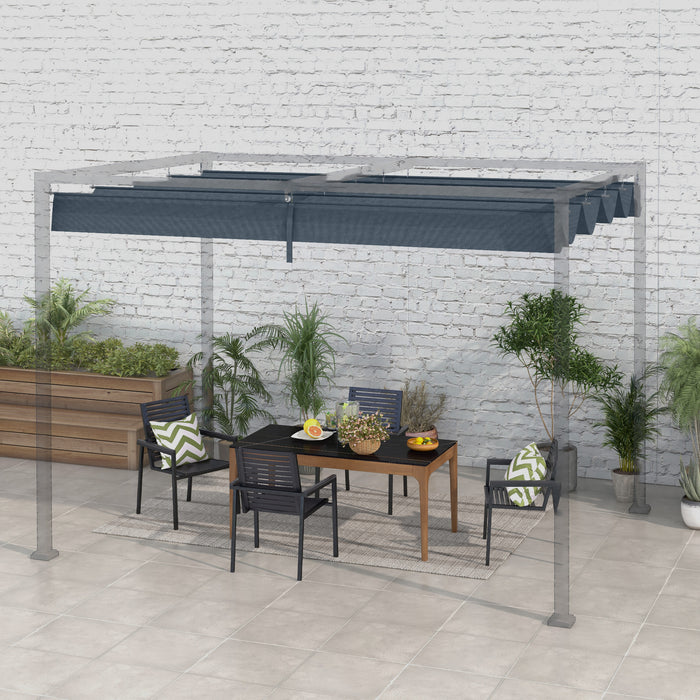 Pergola Roof, Retractable Sun Shade Cover for 3 x 2.15m Pergola, UV30+ Protected, Grey