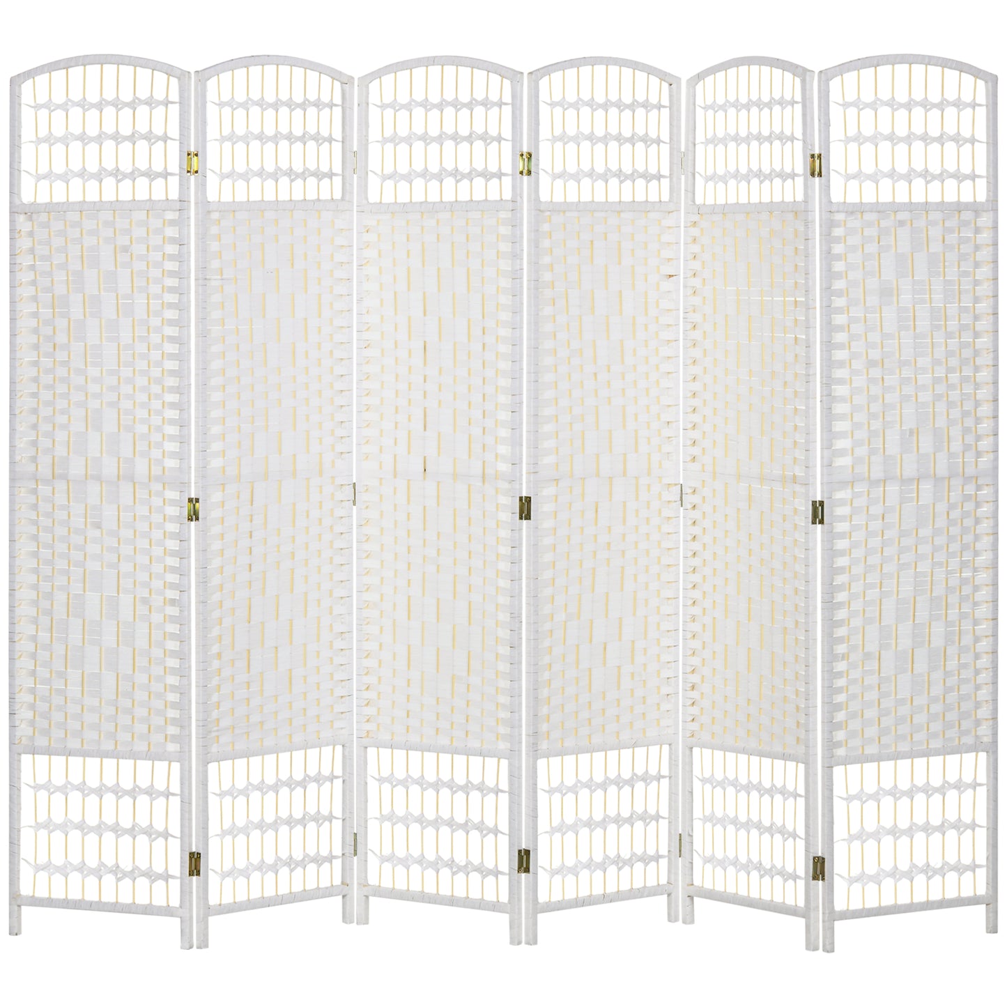 6 Panel Folding Room Divider, Privacy Screen, Freestanding Paravent Partition Separator for Living Room, Bedroom and Office, 240 x 170cm, White