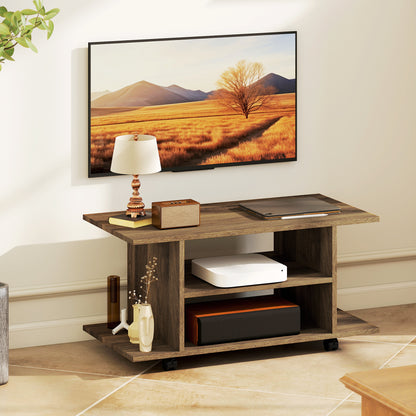 Modern TV Cabinet Stand Storage Shelves Table Mobile Walnut