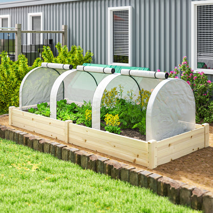PE Tunnel Greenhouse, Green Grow House with Steel Frame and Zipper Doors for Garden, 295 x 100 x 80cm, White