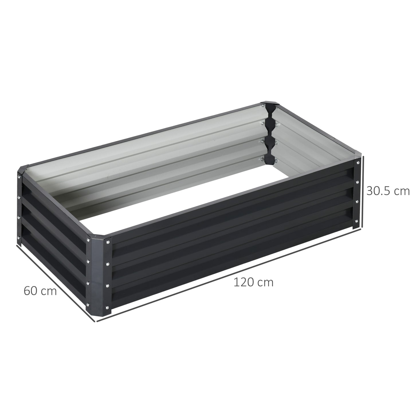Set of 2 Raised Garden Bed Elevated Planter Box for Flowers Grey