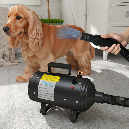 2200W Dog Hair Dryer with Adjustable Temperature & Velocity, Black