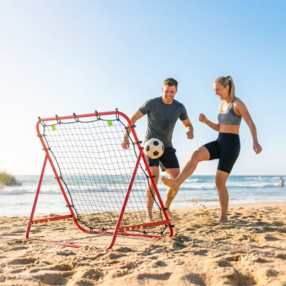 Rebounder Net Adults Football Training Aid Adjustable Red