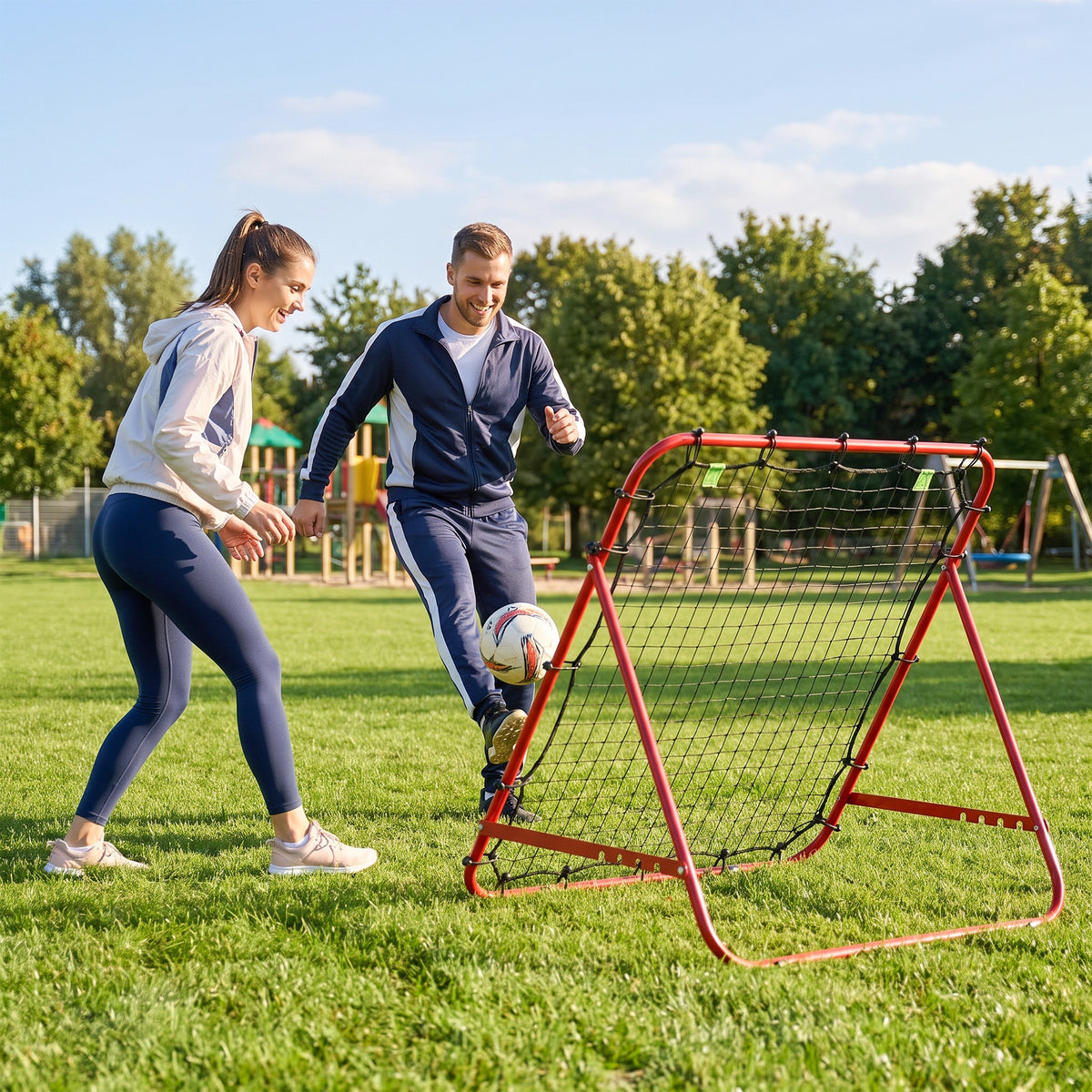 Rebounder Net Adults Football Training Aid Adjustable Red
