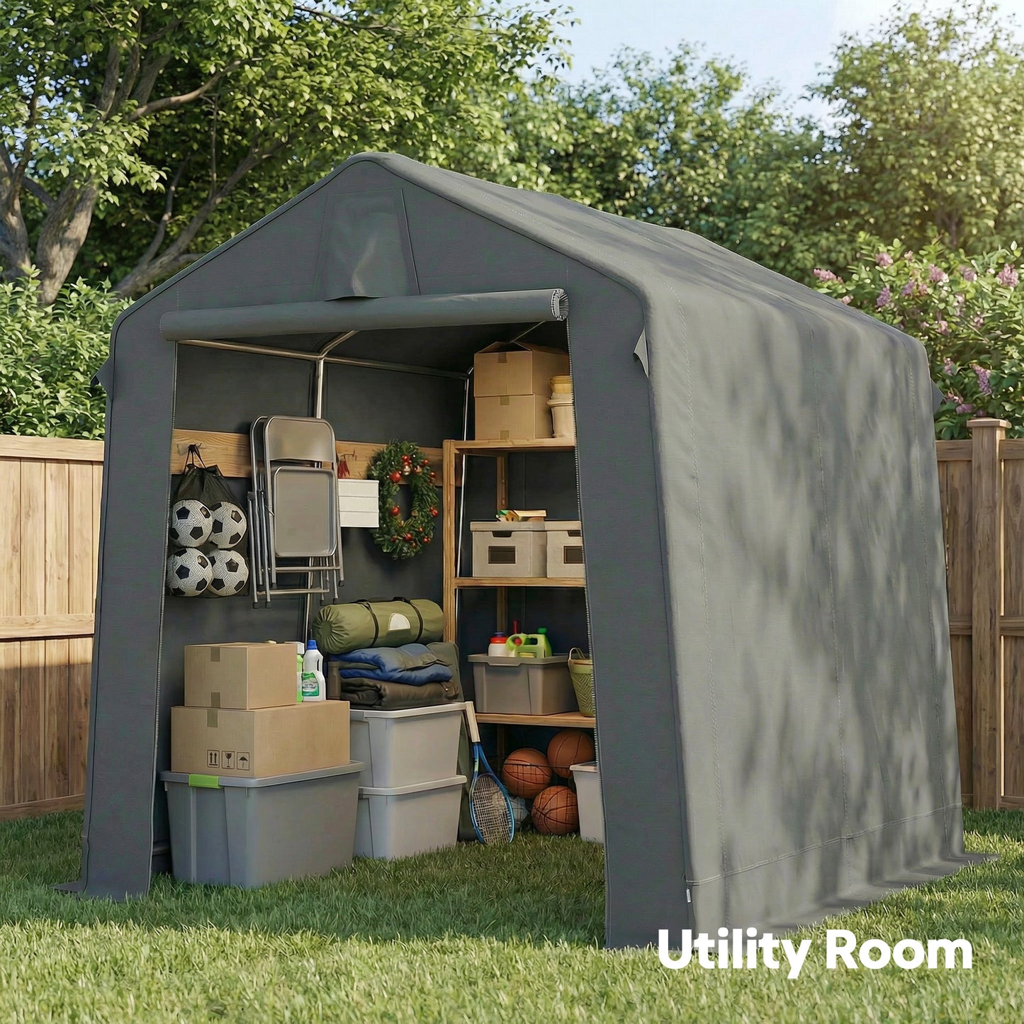 7.5 x 6.2 ft Outdoor Garden Storage Shed, Waterproof Bike Tent