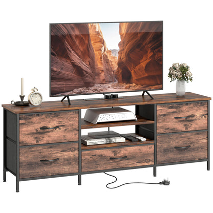 TV Unit with Charging Station, TV Stand for TVs up to 65 Inch
