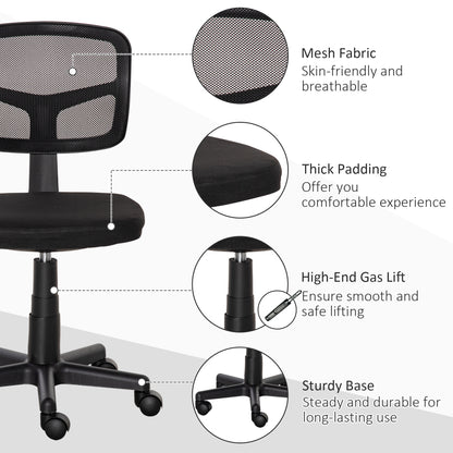 Small Office Chair without Arms, Ergonomic Swivel Mesh Desk Chair