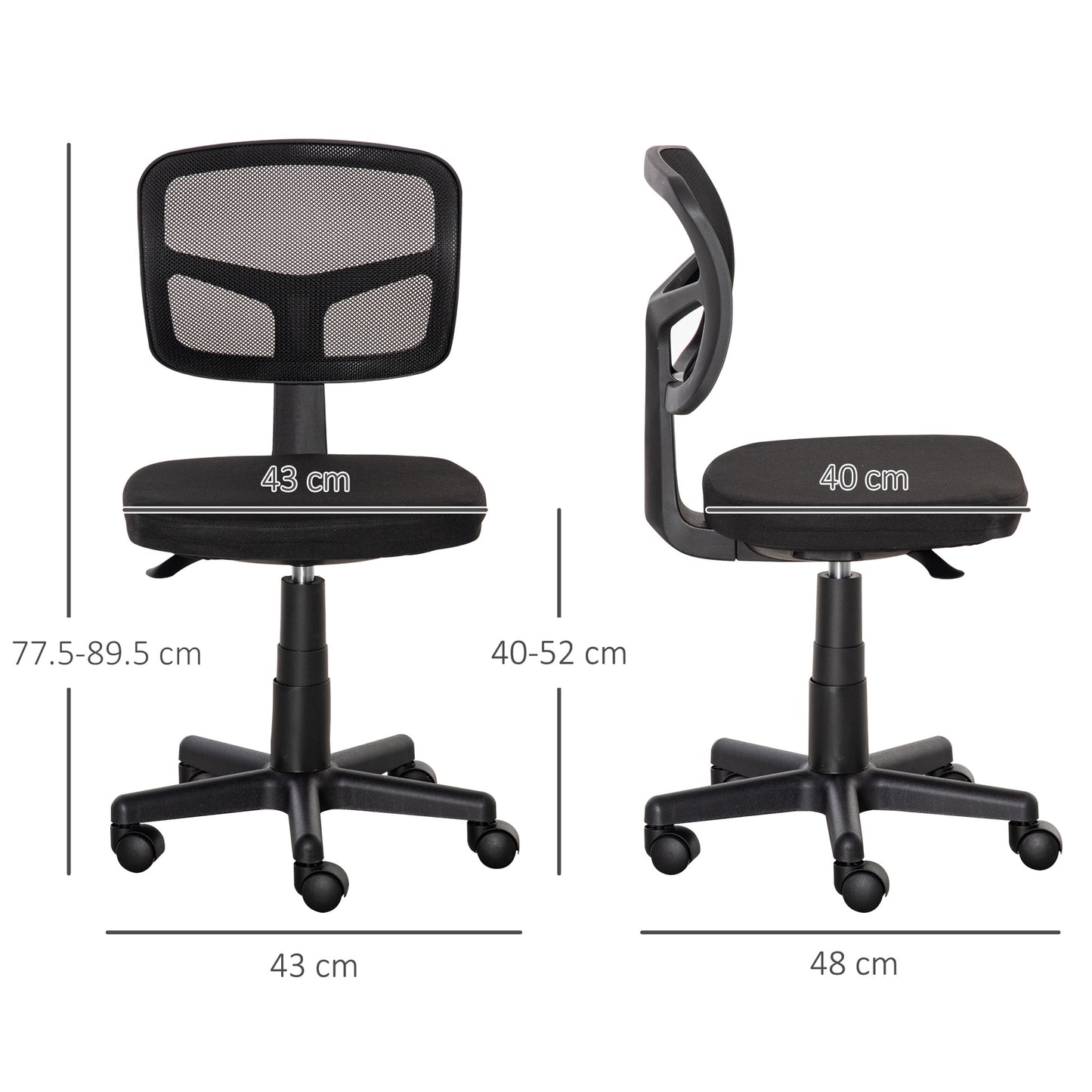 Small Office Chair without Arms, Ergonomic Swivel Mesh Desk Chair
