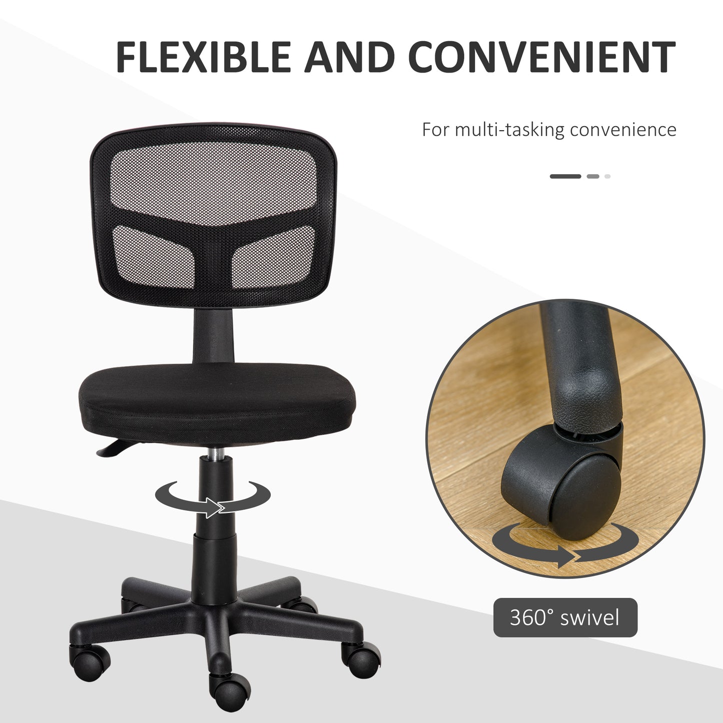 Small Office Chair without Arms, Ergonomic Swivel Mesh Desk Chair
