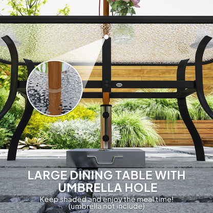 7 PCs Garden Dining Set w/ Umbrella Hole & Cushion, Black