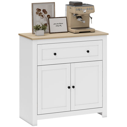 Sideboard Storage Cabinet with Adjustable Shelf, Drawer, White