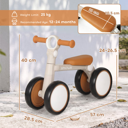 Balance Bike Lightweight and Adjustable for 1-2 Years, Cream White