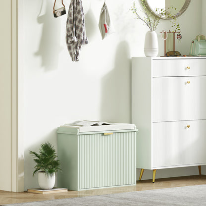 Shoe Storage Bench with Cushion and Flip-Drawer 62x26x47.5cm Green