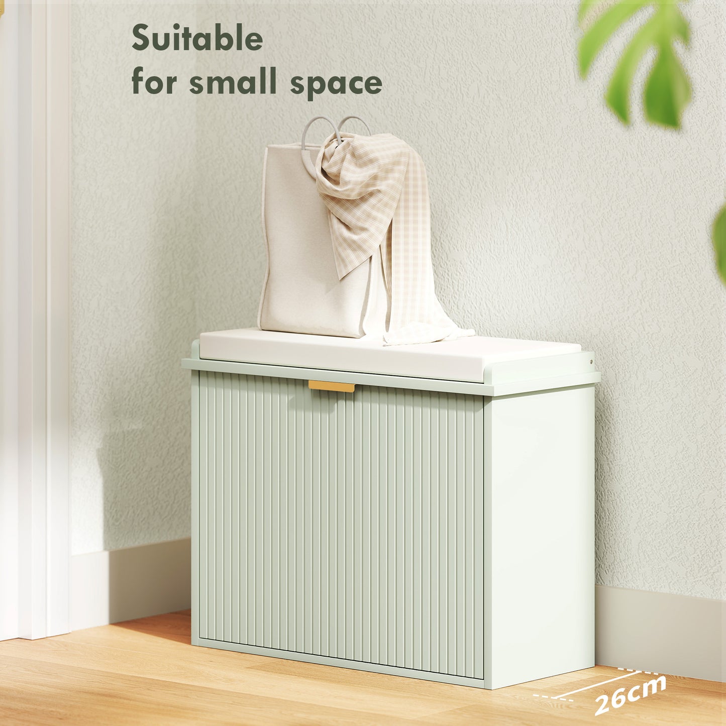 Shoe Storage Bench with Cushion and Flip-Drawer 62x26x47.5cm Green