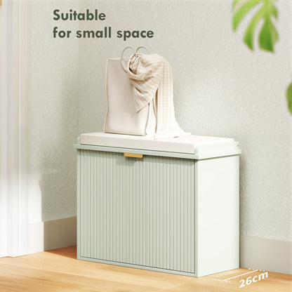 Shoe Storage Bench with Cushion and Flip-Drawer 62x26x47.5cm Green