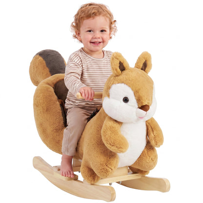 Plush Rocking Squirrel with Sounds and Safety Belt - Brown