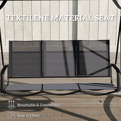 3 Seater Swing Chair, Garden Swing Bench with Adjustable Canopy