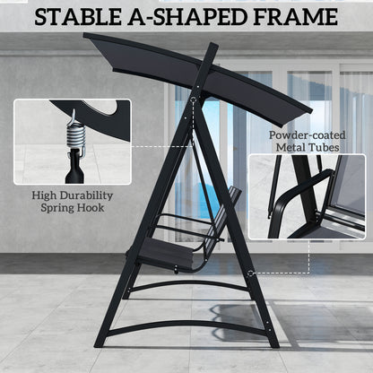 3 Seater Swing Chair, Garden Swing Bench with Adjustable Canopy