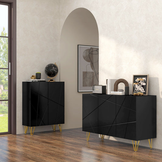 Freestanding Storage Cabinet with Adjustable Shelves for Living Room