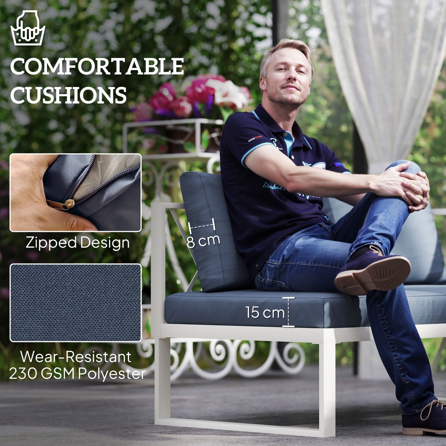 5 Seater Sectional Outdoor Sofa Set with Loveseats for Garden Grey