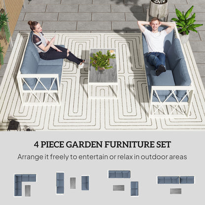 5 Seater Sectional Outdoor Sofa Set with Loveseats for Garden Grey