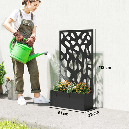 Metal Raised Garden Bed with Trellis, Outdoor Planter Box