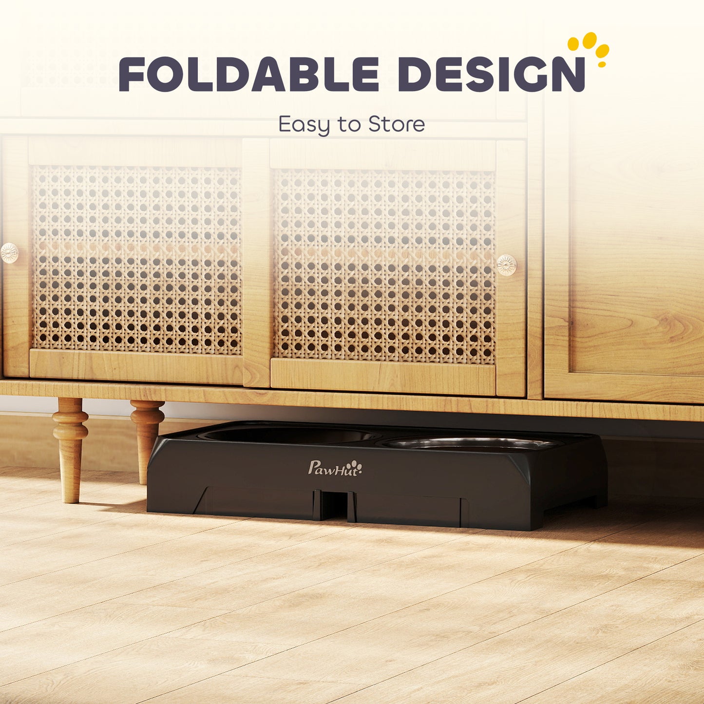 Raised Dog Bowl, Foldable Elevated Dog bowls, 4 Heights Adjustable