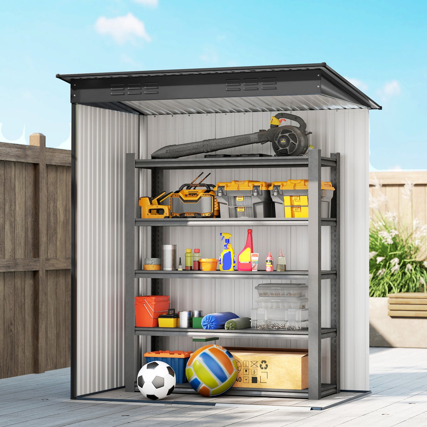 5 x 3.5ft Metal Garden Shed with Effortless Assembly, Dark Grey