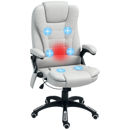 Heated Vibrating Massage Chair with Reclining Function, Light Grey