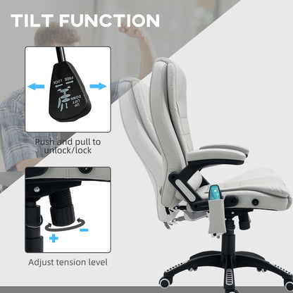 Heated Vibrating Massage Chair with Reclining Function, Light Grey