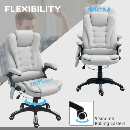 Heated Vibrating Massage Chair with Reclining Function, Light Grey