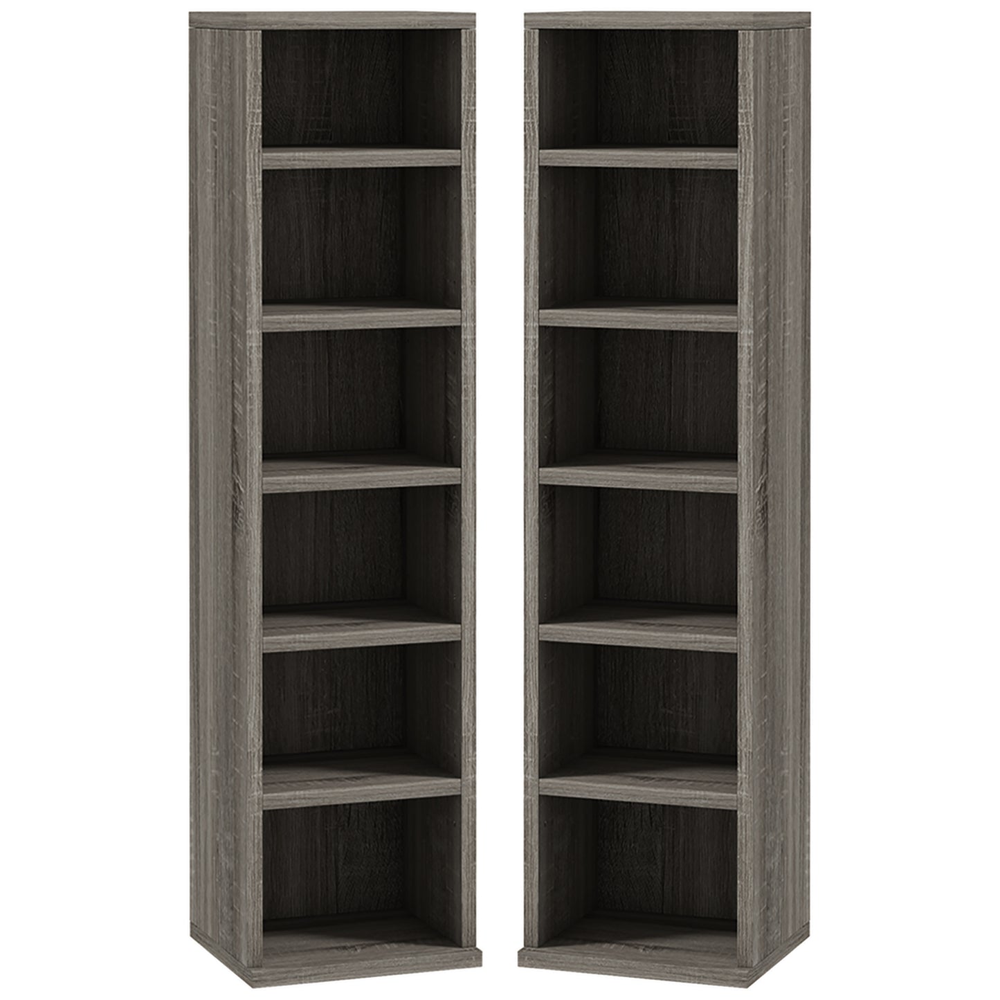 CD Media Display Shelf Unit Tower Rack with Adjustable Shelves, Set of 2