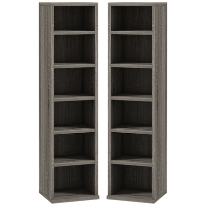 CD Media Display Shelf Unit Tower Rack with Adjustable Shelves, Set of 2