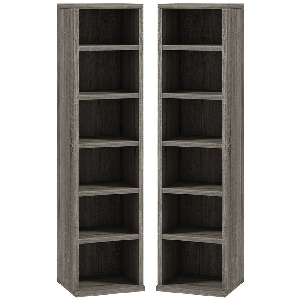 CD Media Display Shelf Unit Tower Rack with Adjustable Shelves, Set of 2