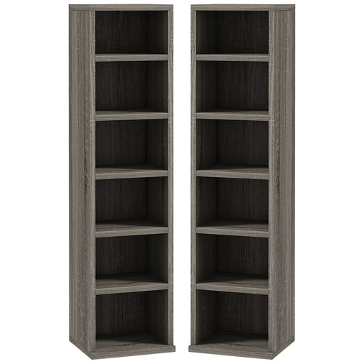 CD Media Display Shelf Unit Tower Rack with Adjustable Shelves, Set of 2