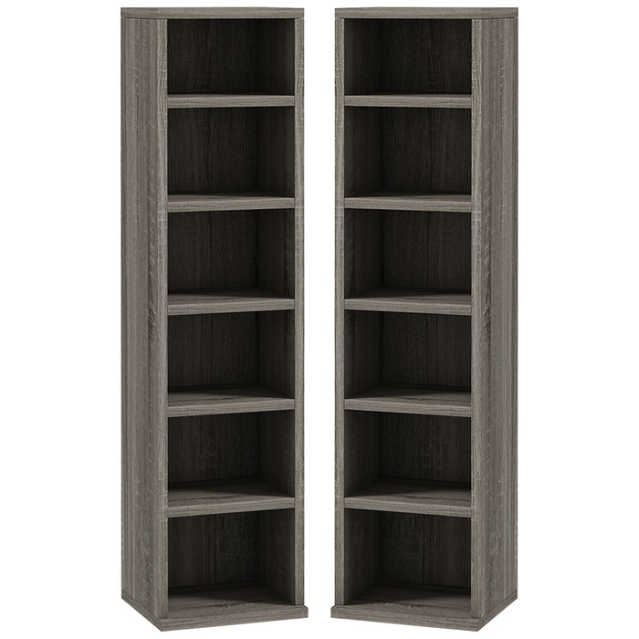 CD Media Display Shelf Unit Tower Rack with Adjustable Shelves, Set of 2