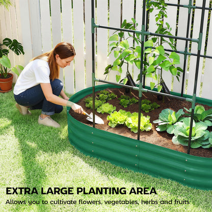 5 x 3 x 6ft Galvanised Raised Garden Bed with Trellis, Green