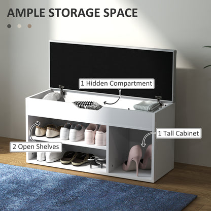Sit-On Shoe Storage Unit w/ Hidden Compartment Handles Cream