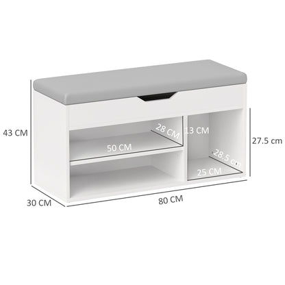 Sit-On Shoe Storage Unit w/ Hidden Compartment Handles Cream